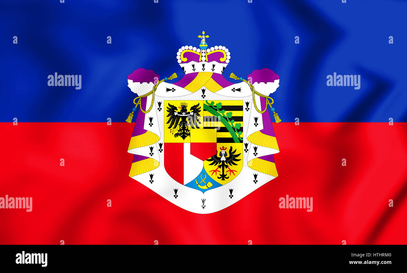 3D Flagge des Liechtenstein. 3D Illustration. Stockfoto