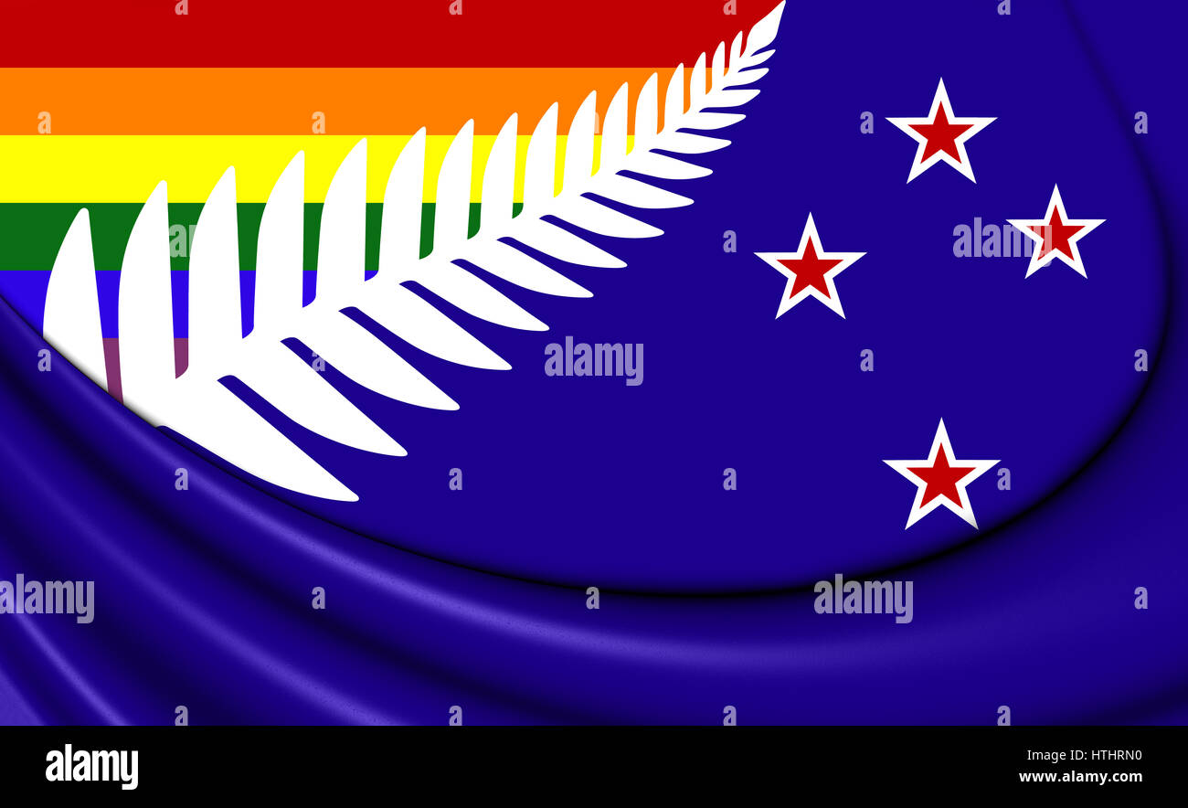 LGBT-Flagge von Neuseeland. 3D Illustration. Stockfoto