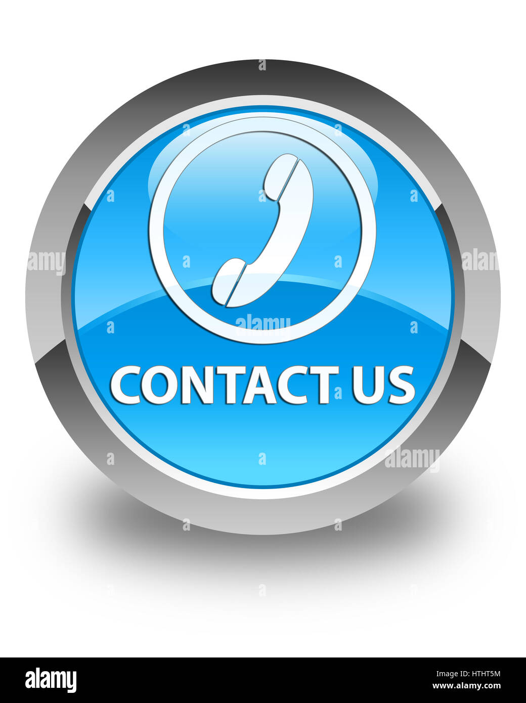 Kontaktieren Sie uns (Telefonsymbol) isoliert auf glänzende Cyan blau runden Knopf abstrakte Abbildung Stockfoto