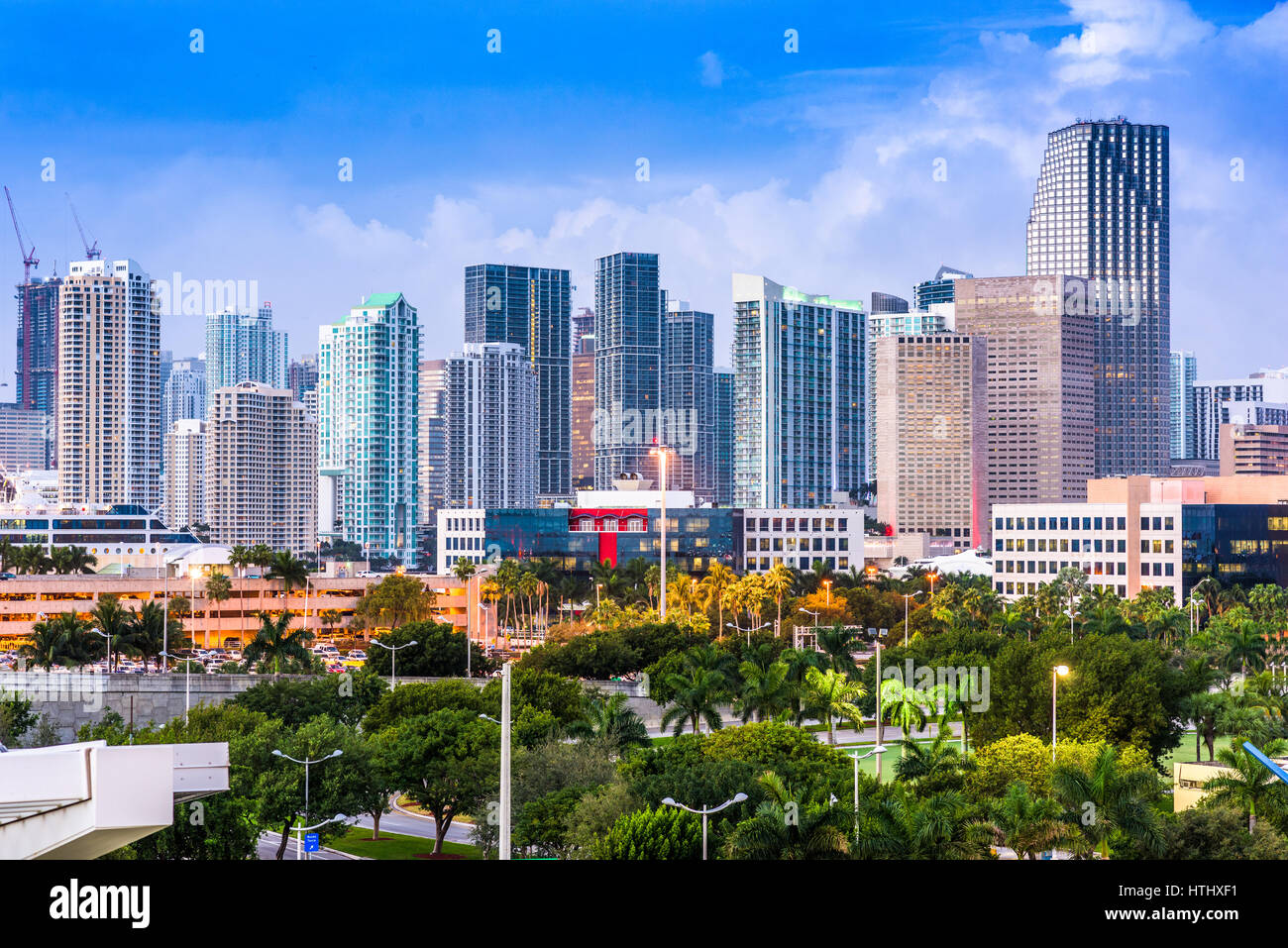 Die Innenstadt von Skyline von Miami, Florida, USA. Stockfoto