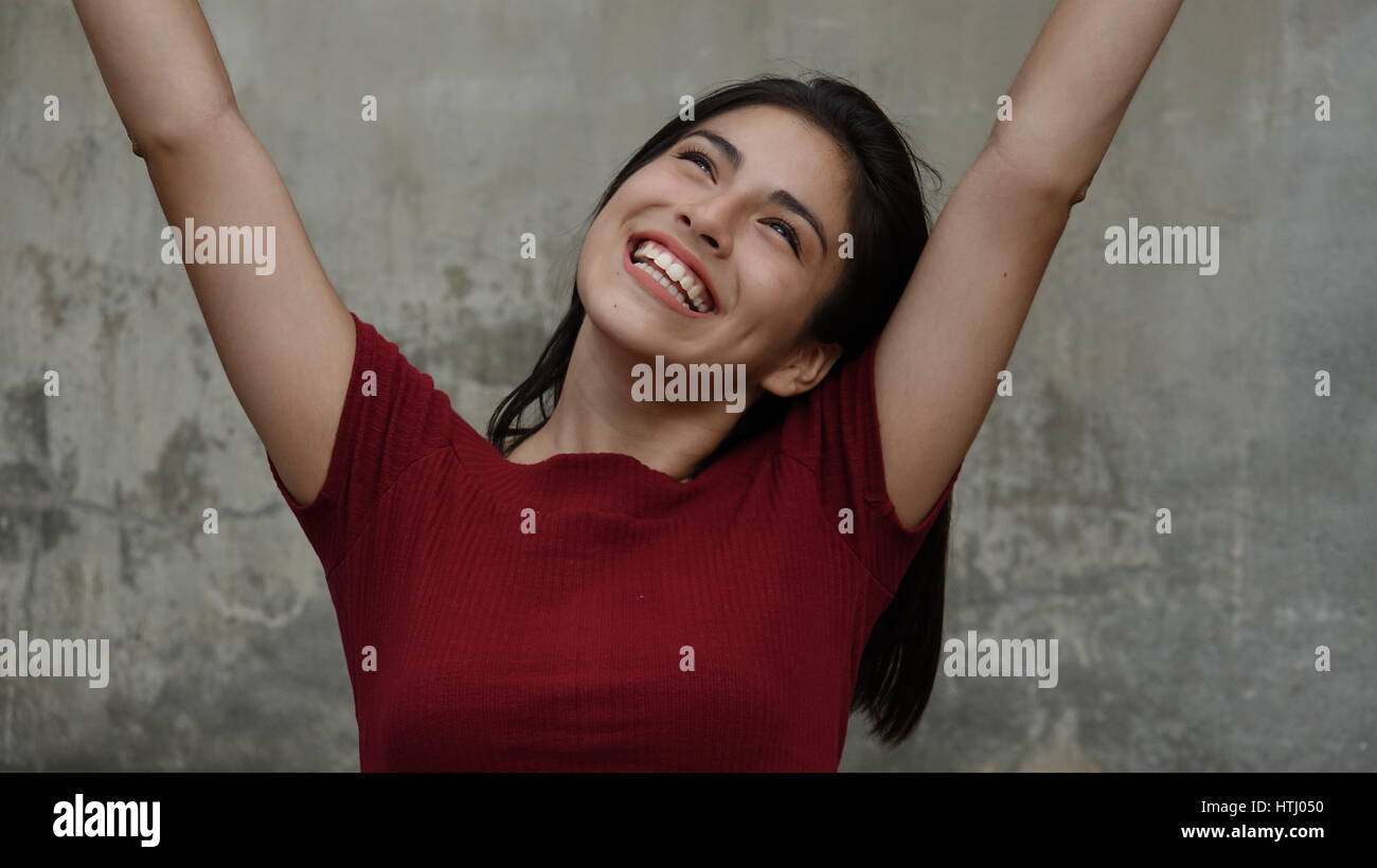 Teen Girl Erfolg und Sieg Stockfoto