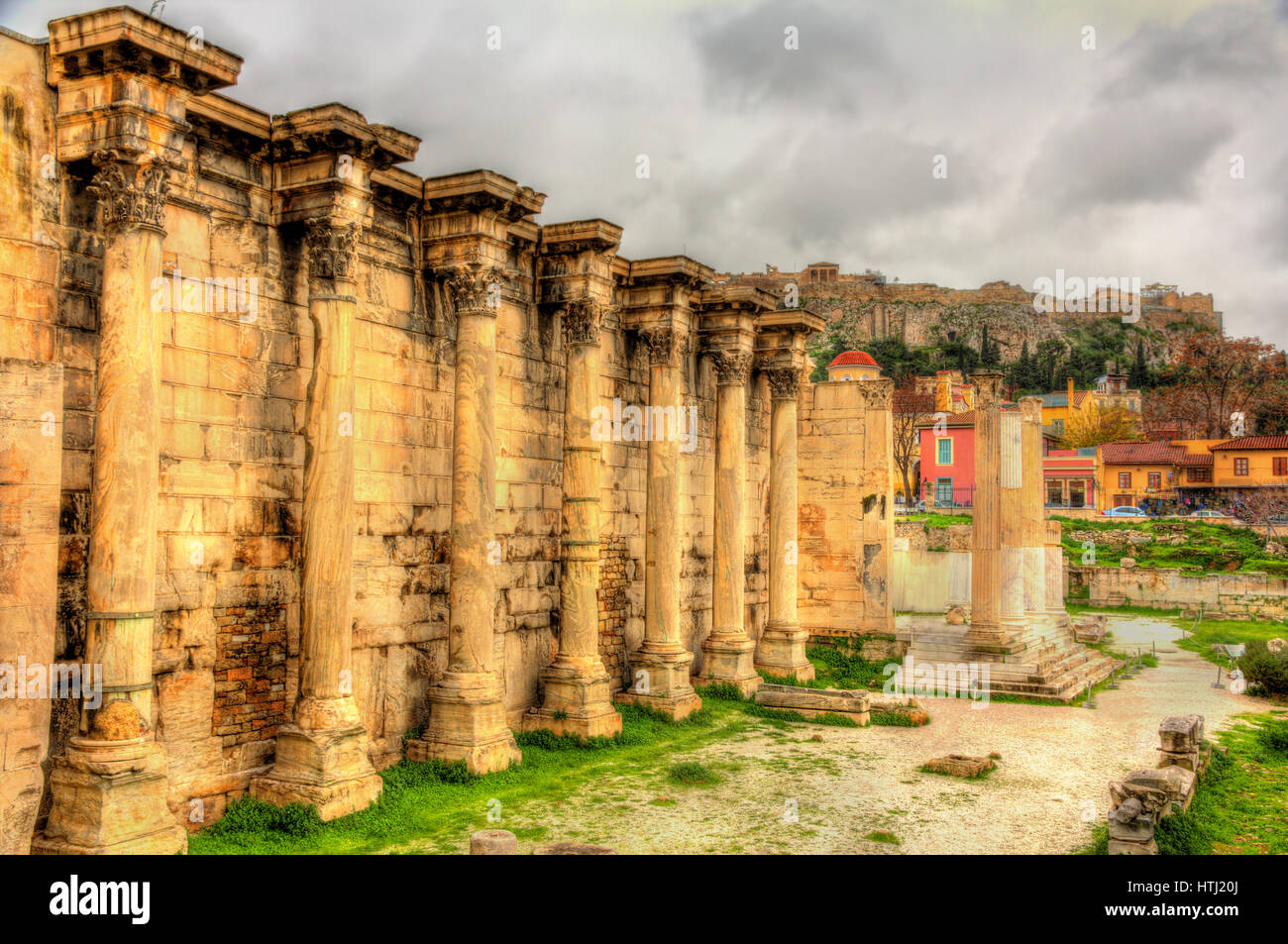 Mauern der Bibliothek des Hadrian in Athen - Griechenland Stockfoto