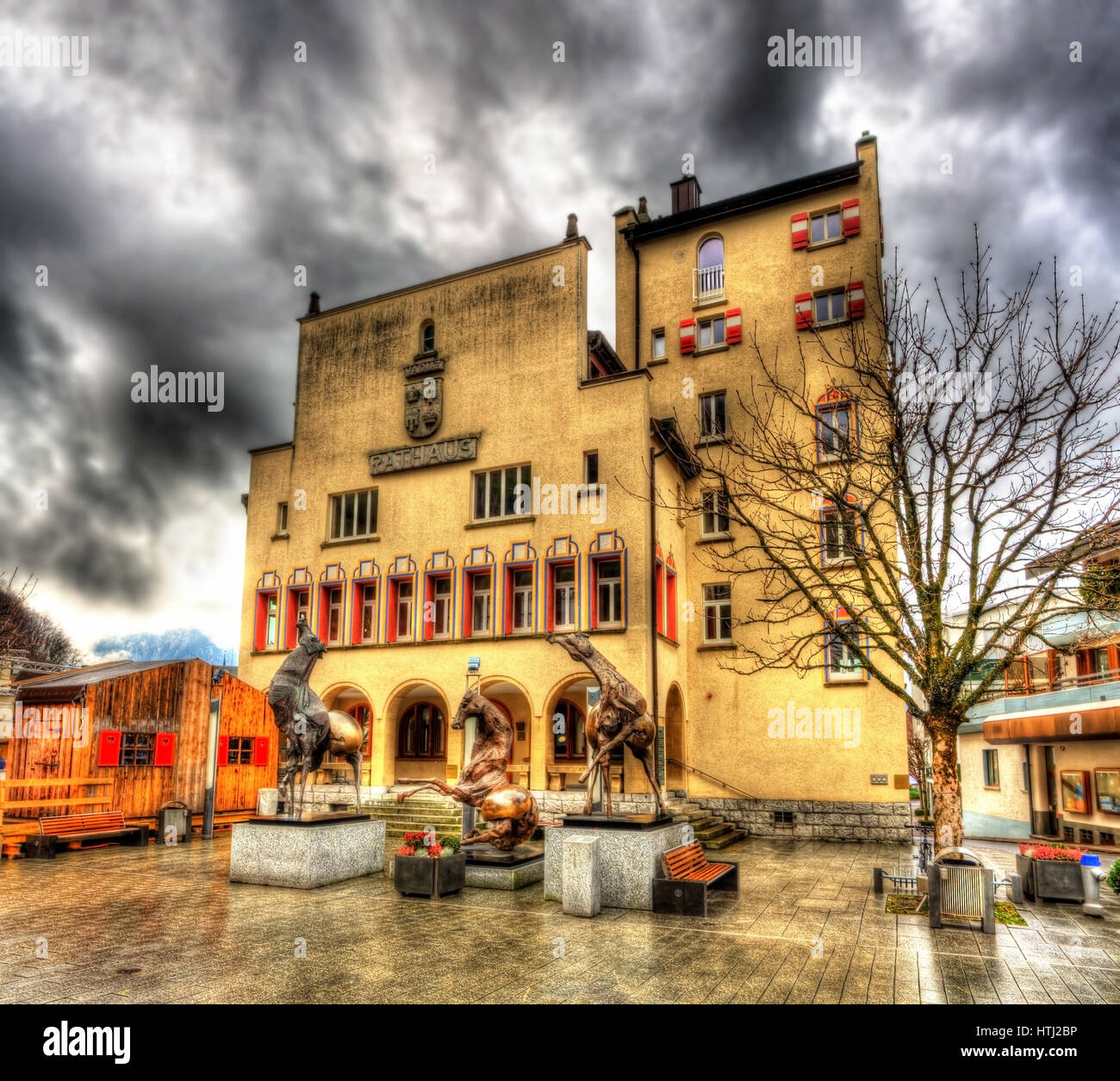 Rathaus (City Hall) von Vaduz - Liechtenstein Stockfoto