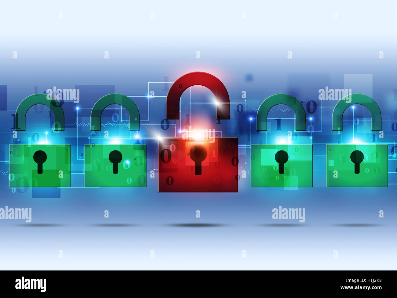 abstrakte Binärcode Schutz Technologie Kommunikation blauen Hintergrund Stockfoto