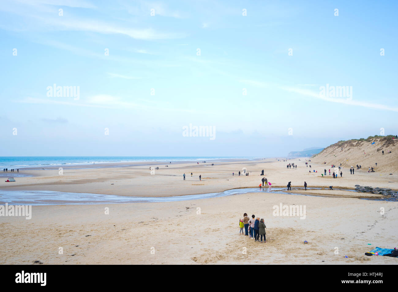 ruhiger Strand Landschaft in Hardelot-Plage, Côte Opale, Frankreich Stockfoto