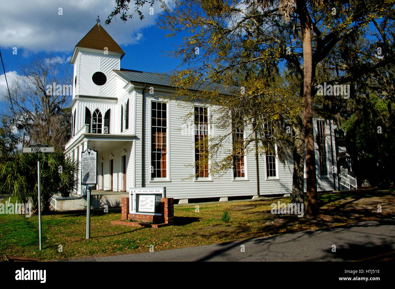 Ersten afrikanischen Baptist Kirche von Beaufort, South Carolina erwuchs ein Vorkriegs-Lob-Haus für die schwarzen Mitglieder des Beaufort Baptist Church. Stockfoto