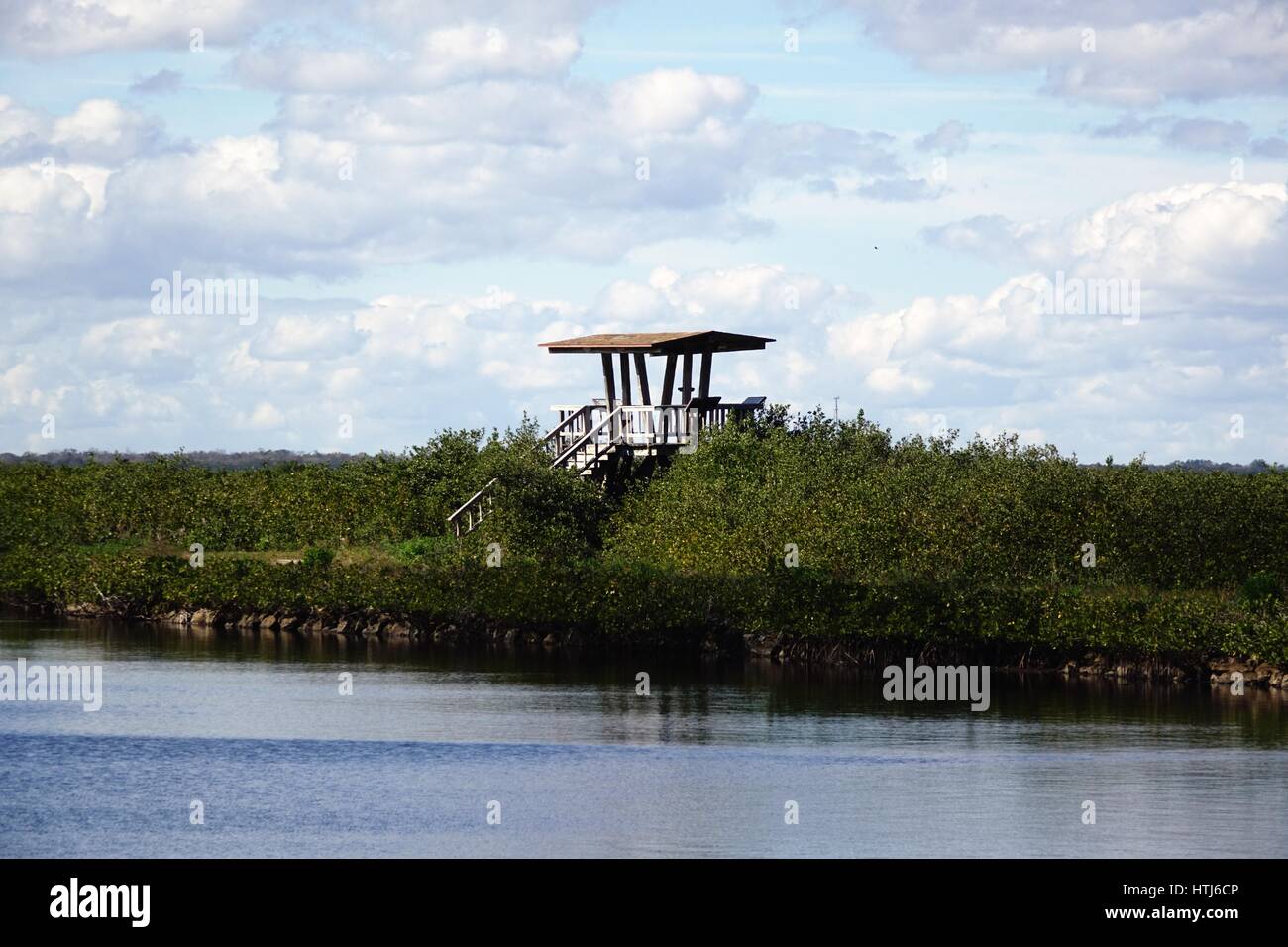 Aussichtsturm, Black Point Wildlife Drive, Merritt Island National Wildlife Refuge, Florida Stockfoto