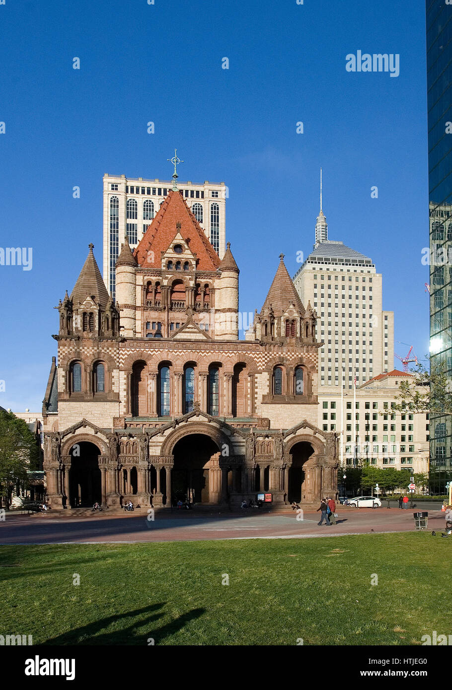 Historischen Dreifaltigkeitskirche - Copley Square, Boston, Massachusetts Stockfoto