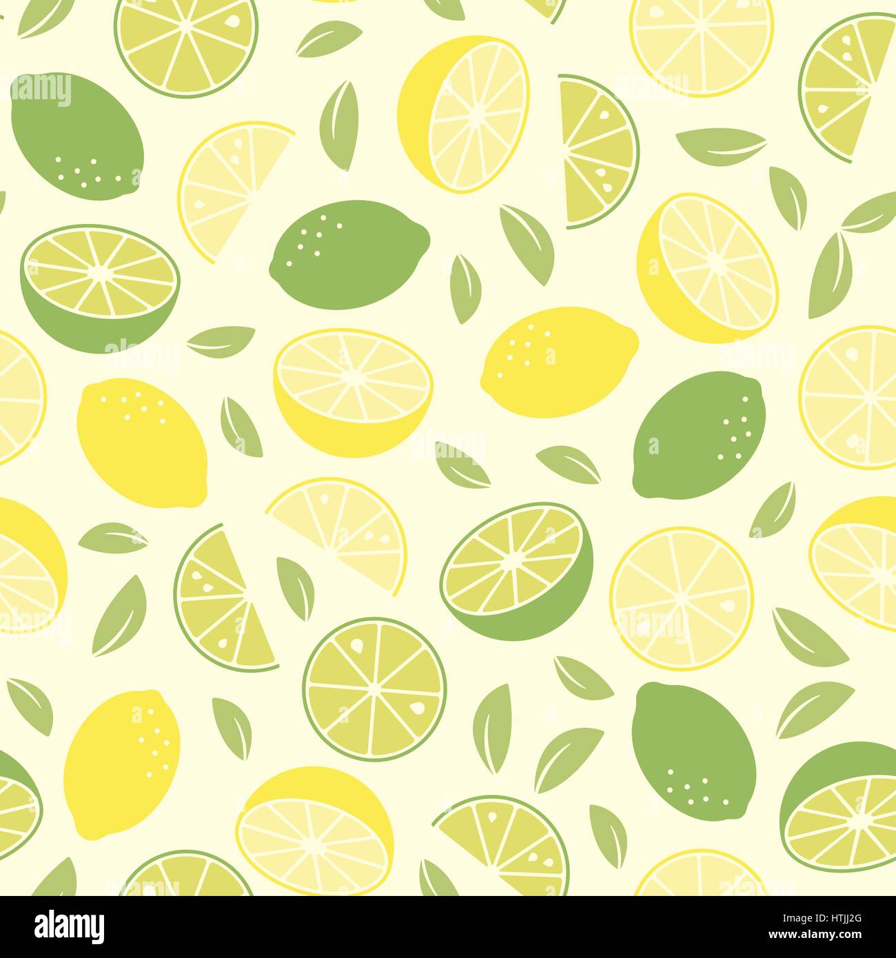 Nahtlose Hintergrundmuster mit Zitronen und Limetten Stock Vektor