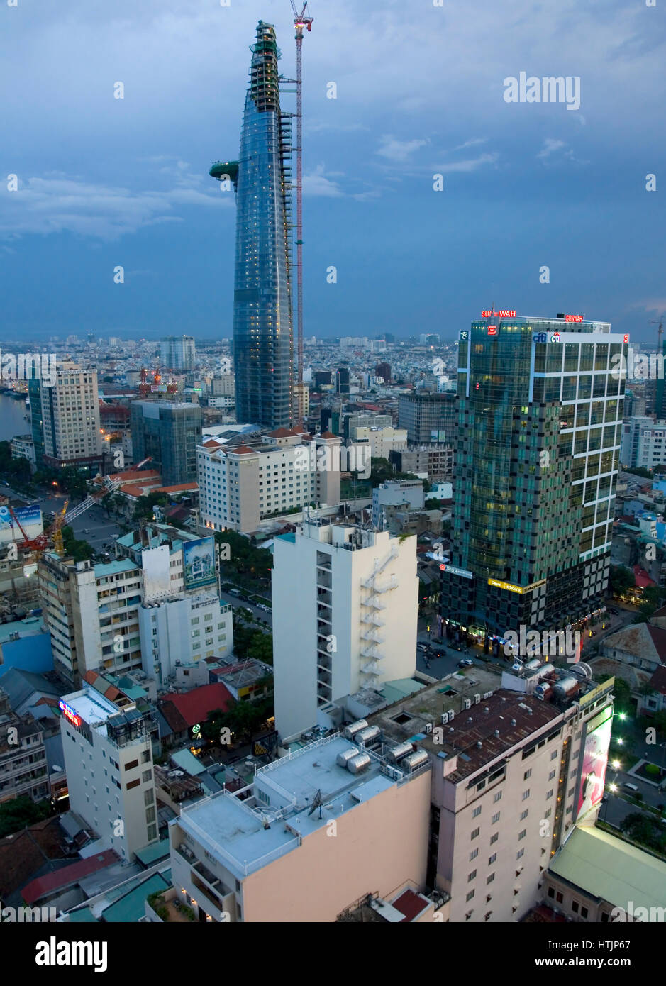 Aussicht vom 23. Stock des Sheraton Hotels. Dong Khoi Bezirk. Saigon oder Ho-Chi-Minh-Stadt. Vietnam, Asien. Stockfoto