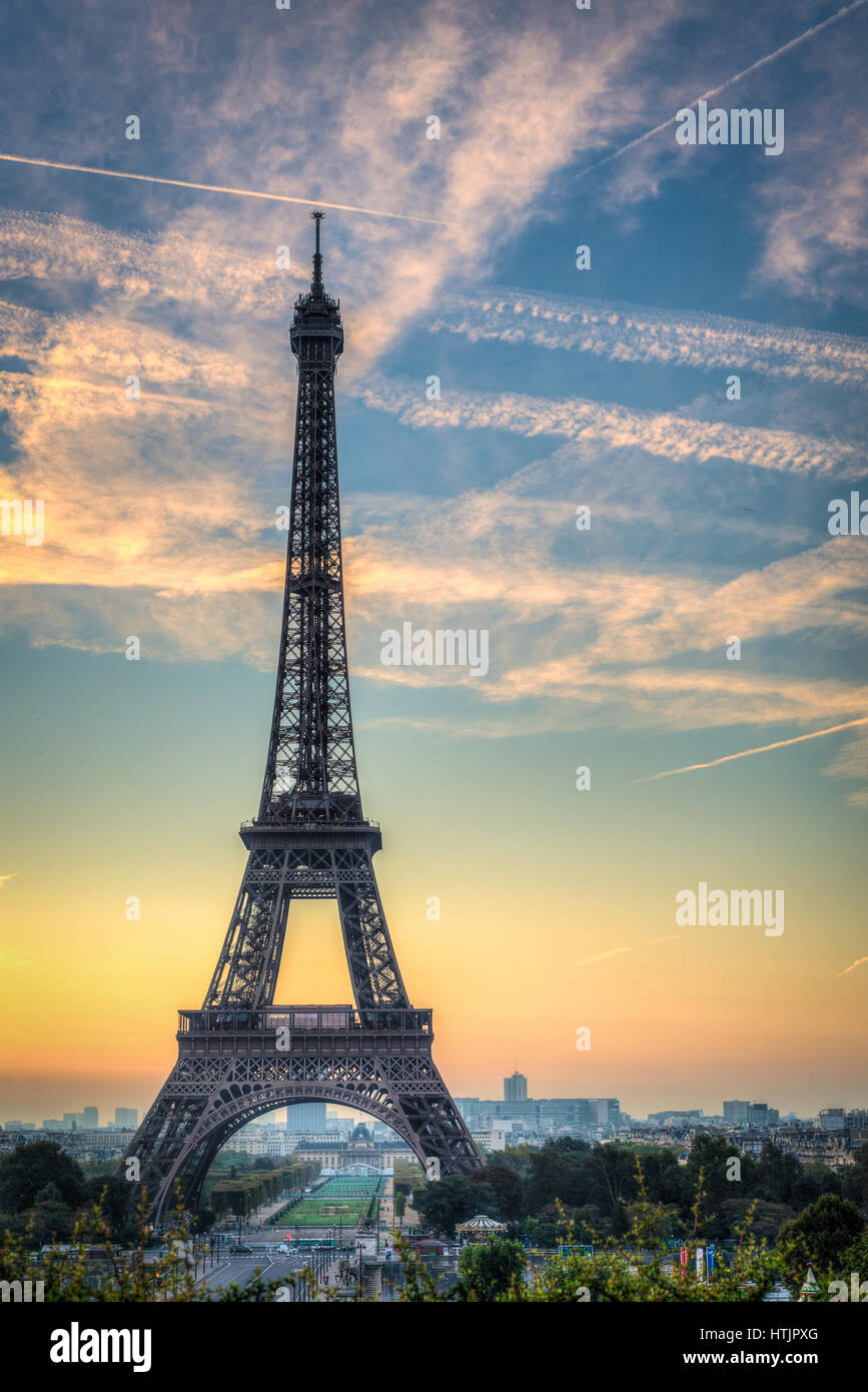 Der berühmte Eiffelturm von Paris Stockfoto