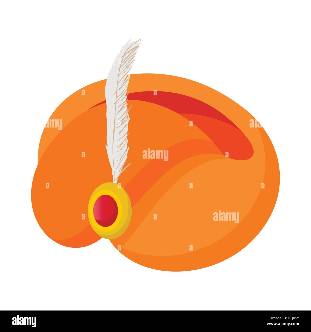 Safran farbigen Turban-Symbol mit einer Feder Stock Vektor