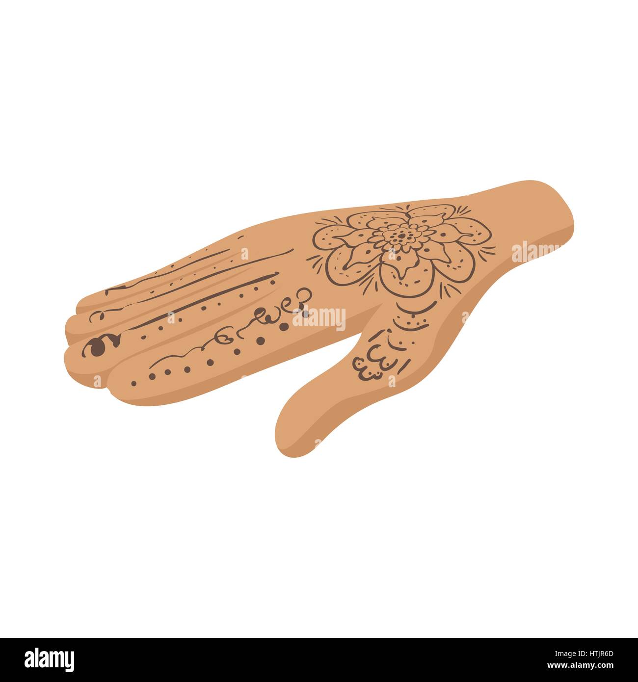 Hand mit Henna-Tattoos Cartoon-Stil-Ikone Stock Vektor