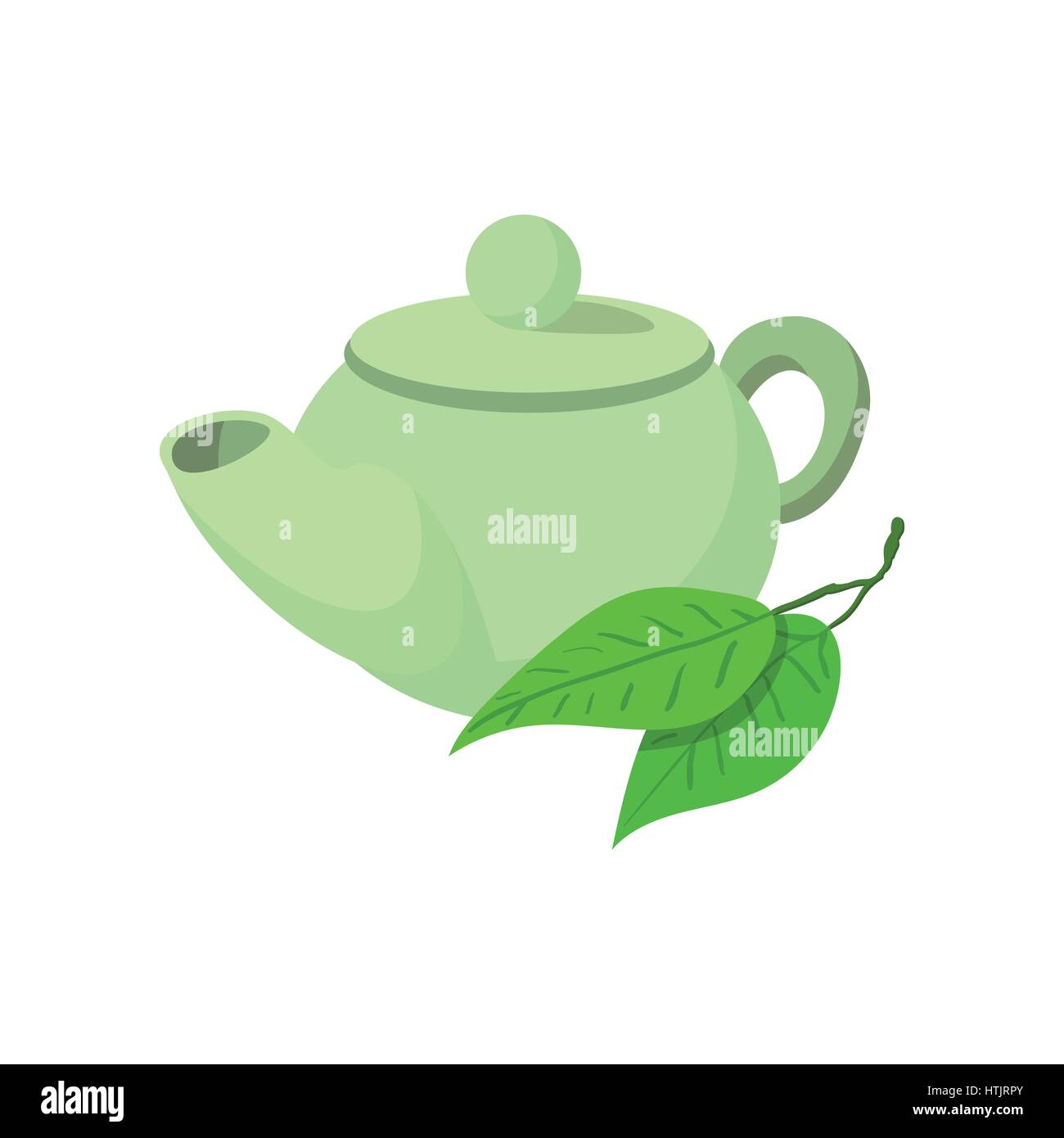 Teekanne grüner Tee Symbol, Cartoon-Stil Stock-Vektorgrafik - Alamy
