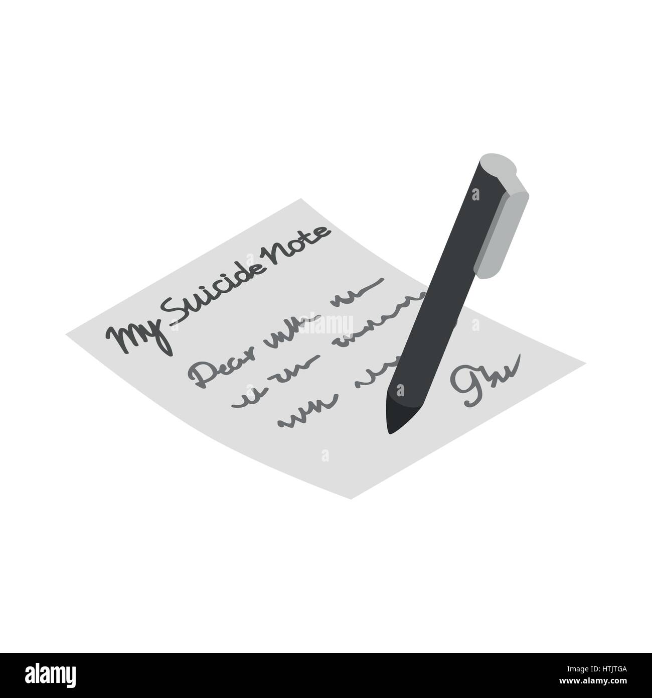 Selbstmord-Notiz-Symbol, isometrischen 3d Stil Stock Vektor
