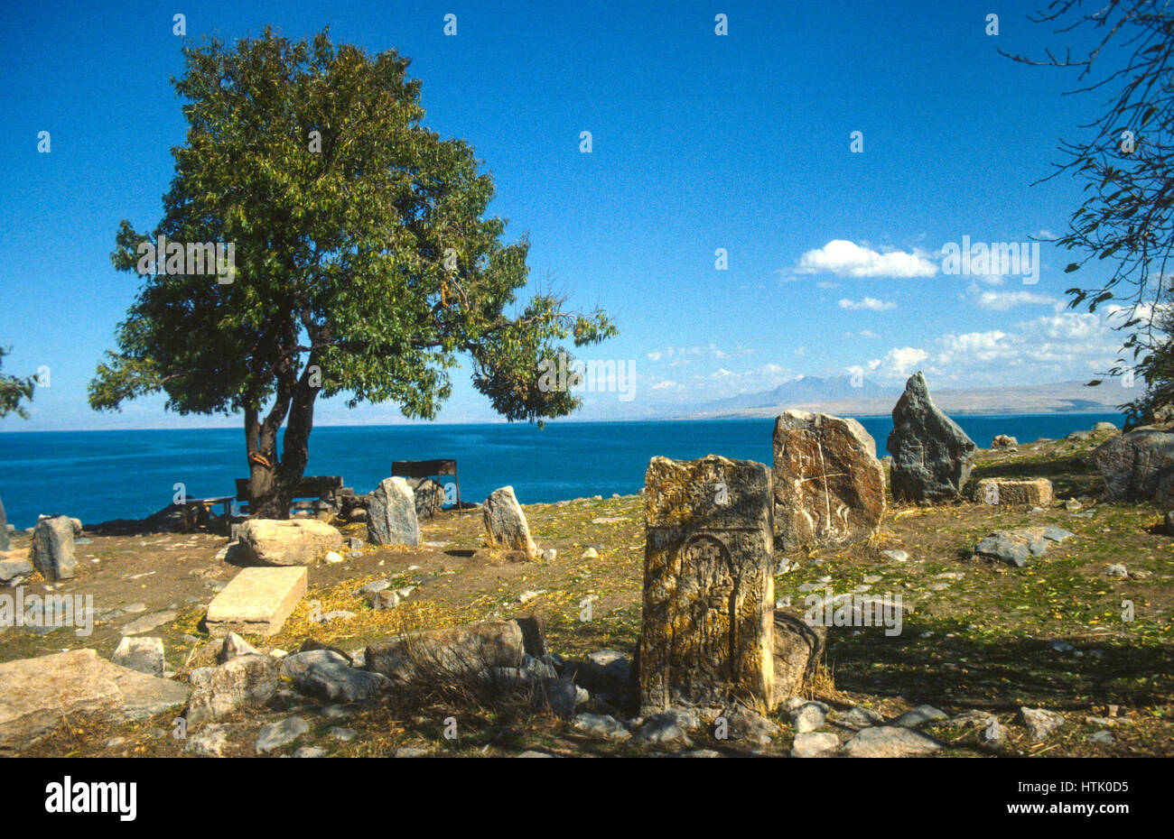 Gräber auf der Insel Akdamar im Vansee, Osttürkei Stockfoto
