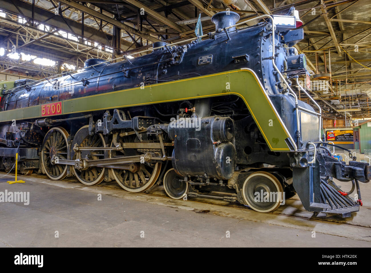 Canadian National Railway K-5-a Hudson, 1930 CN Hudson 5700 Dampfmaschine / Lok im Elgin County Railway Museum, St. Thomas, Ontario, Kanada. Stockfoto