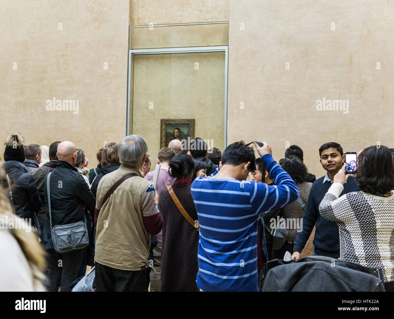 Das Louvre Museum, das Leonardo da Vinci Mona Lisa, Paris, Frankreich. Stockfoto