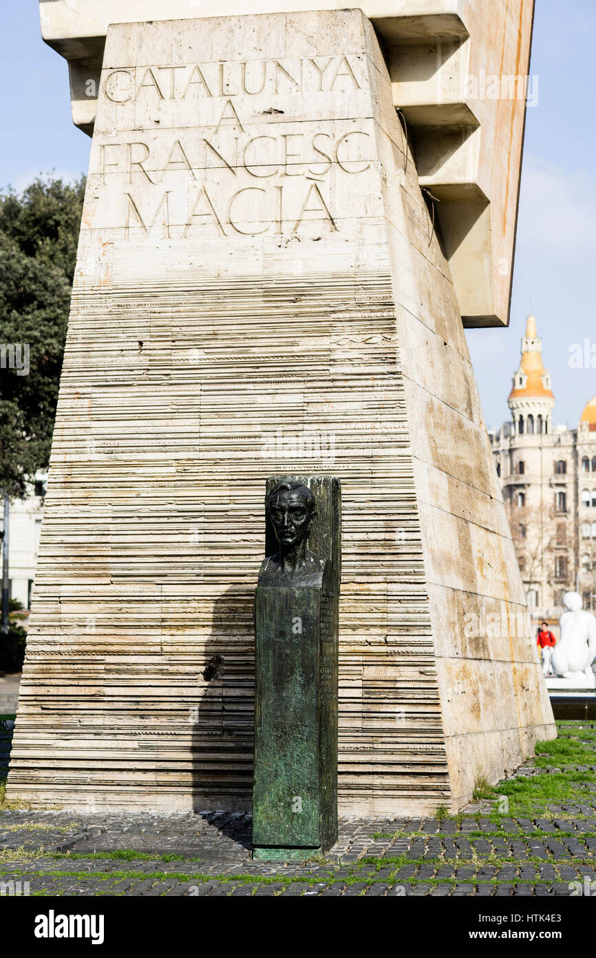 Denkmal für Francesc Macià in Barcelona, Katalonien, Spanien. Stockfoto