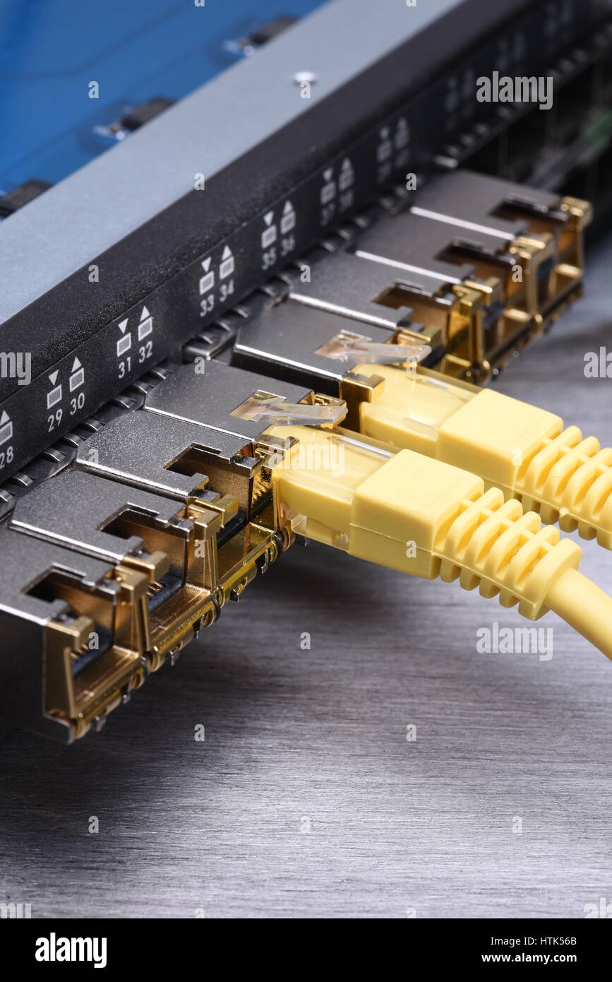 Die IT-Technik Ausrüstung, Komponente von Internet Netzwerk Closeup Stockfoto