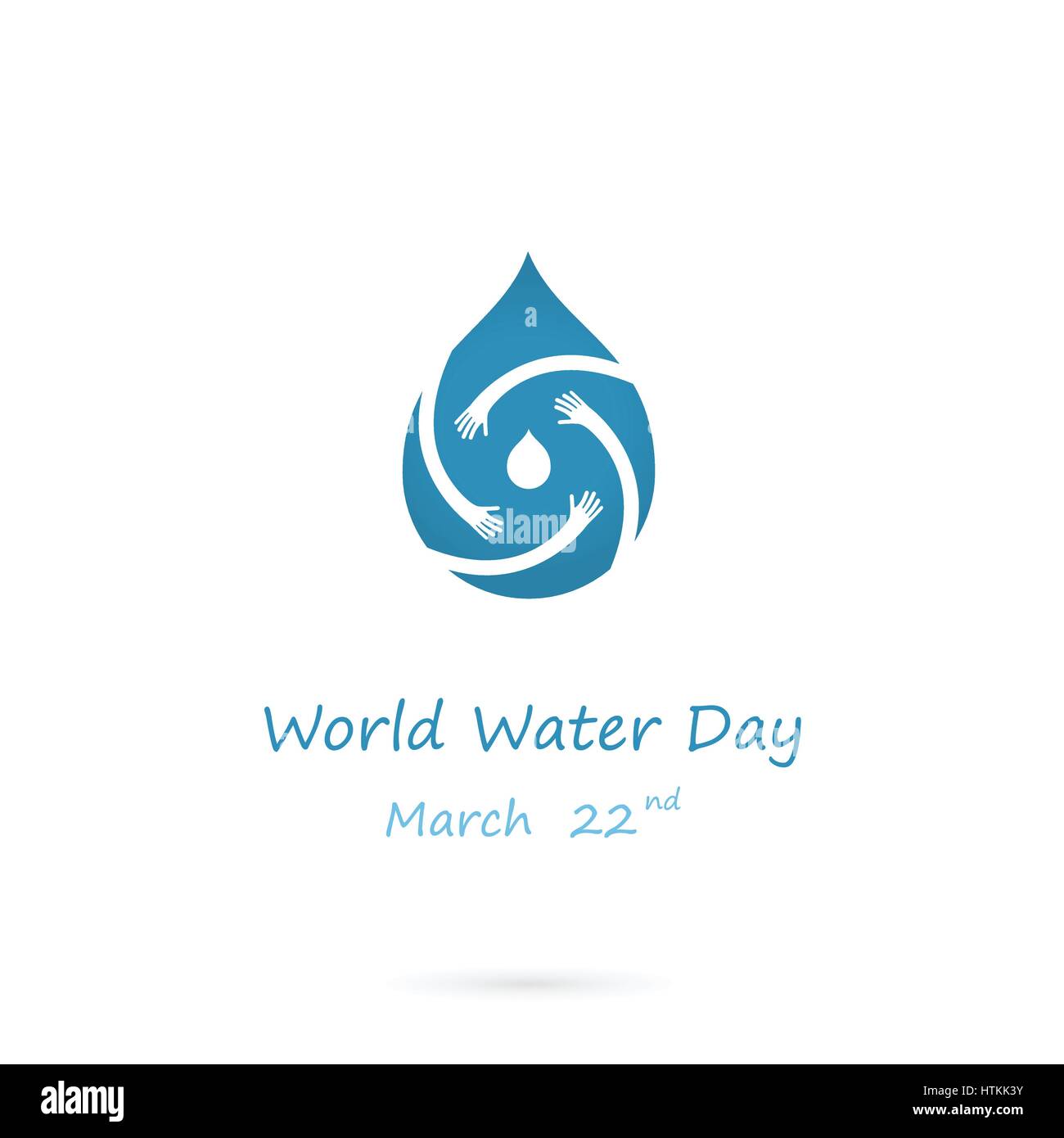 Wassertropfen mit Menschenhand Vektor-Logo-Design-Vorlage. World Water Day Idee Kampagne für Grußkarten und Poster. Vektor-illustration Stock Vektor
