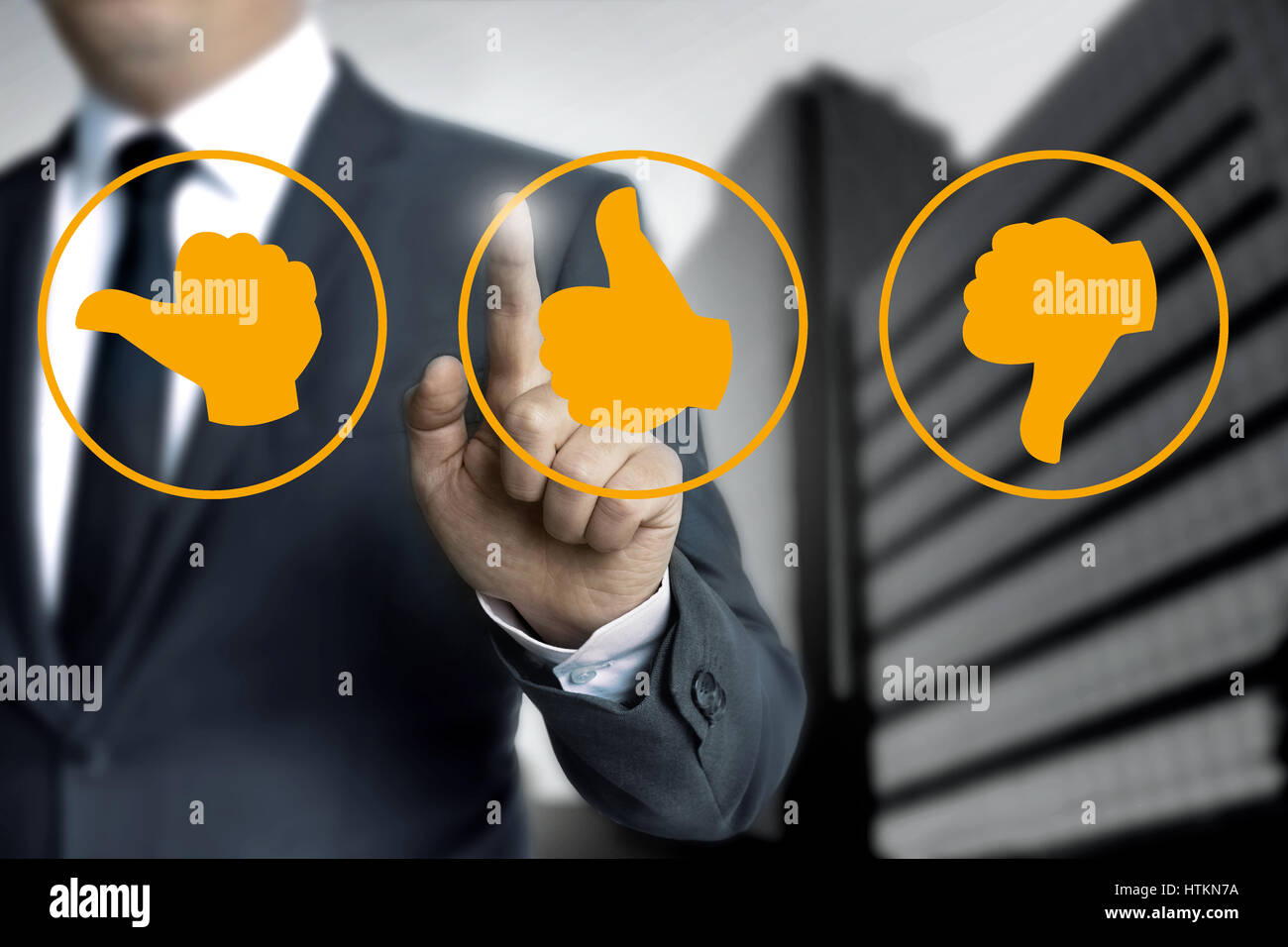 Daumen-Icons für Customer Review Konzept. Stockfoto