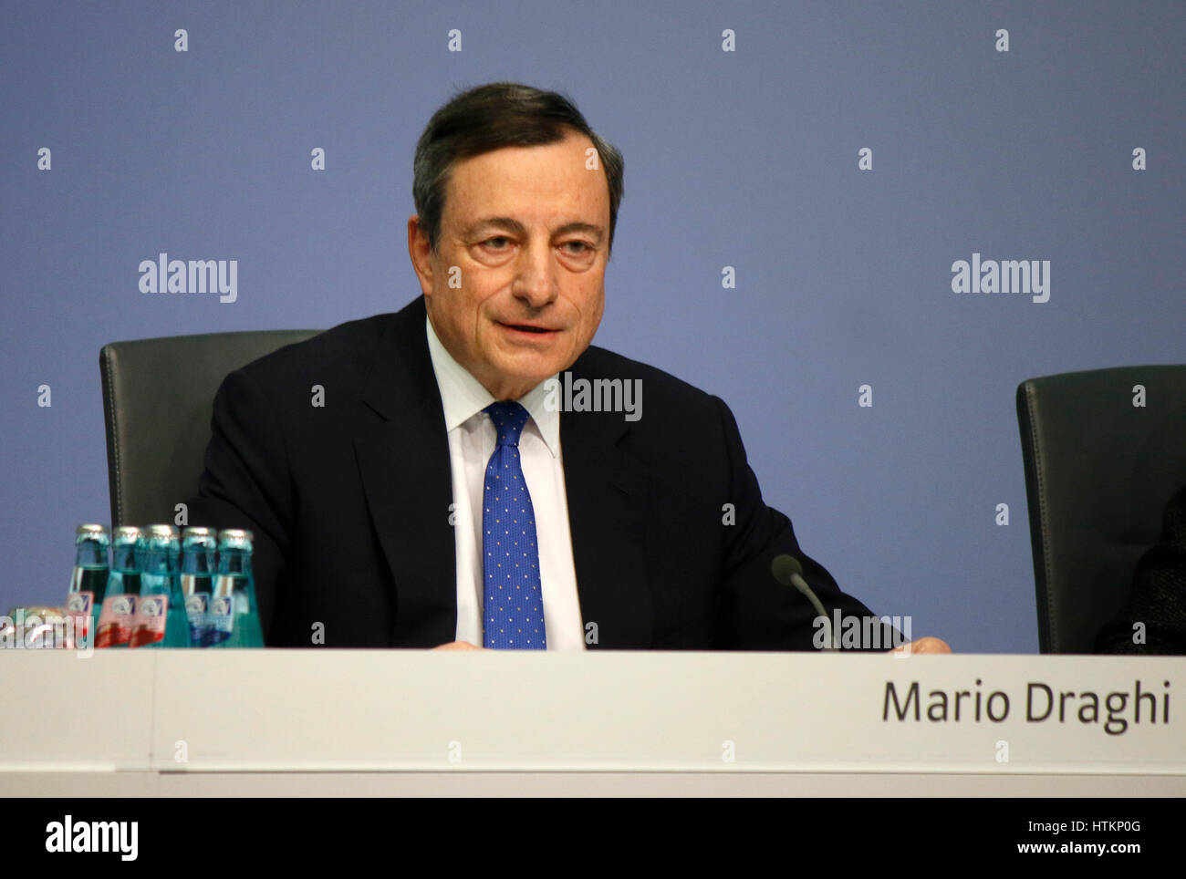 Mario Draghi - Pressekonferenze der EZB / EZB, 9. Maerz-2017, Frankfurt am Main. Stockfoto