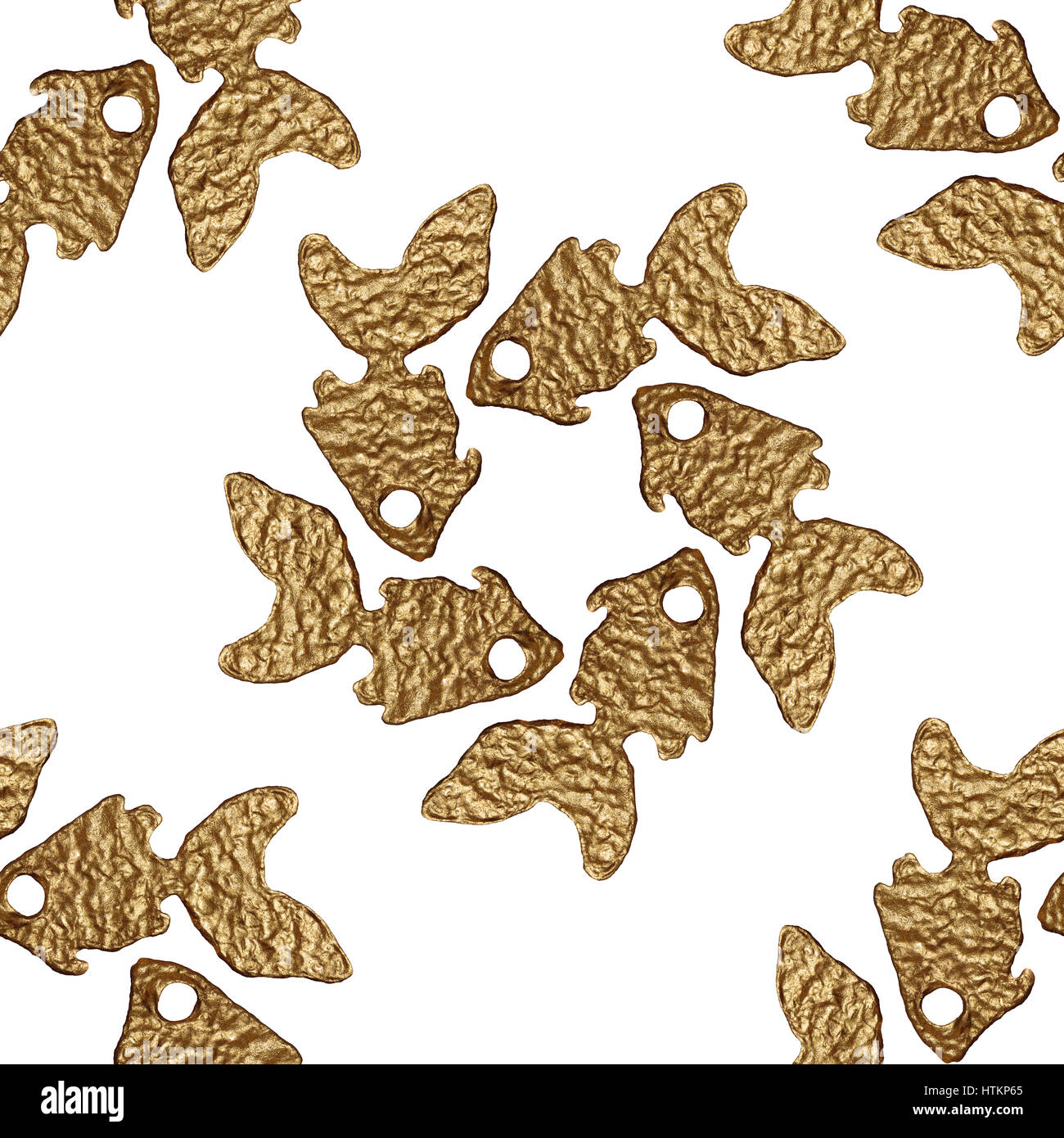 Goldfische Musterdesign. Handgemalte glitzernde Meer Hintergrund. Abstrakte Marine Leuchten golden Textur. Stockfoto
