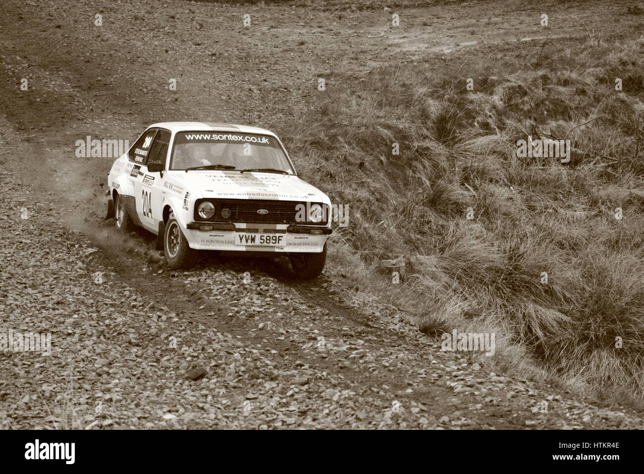 Rallye Auto auf Wertungsprüfung Stockfoto