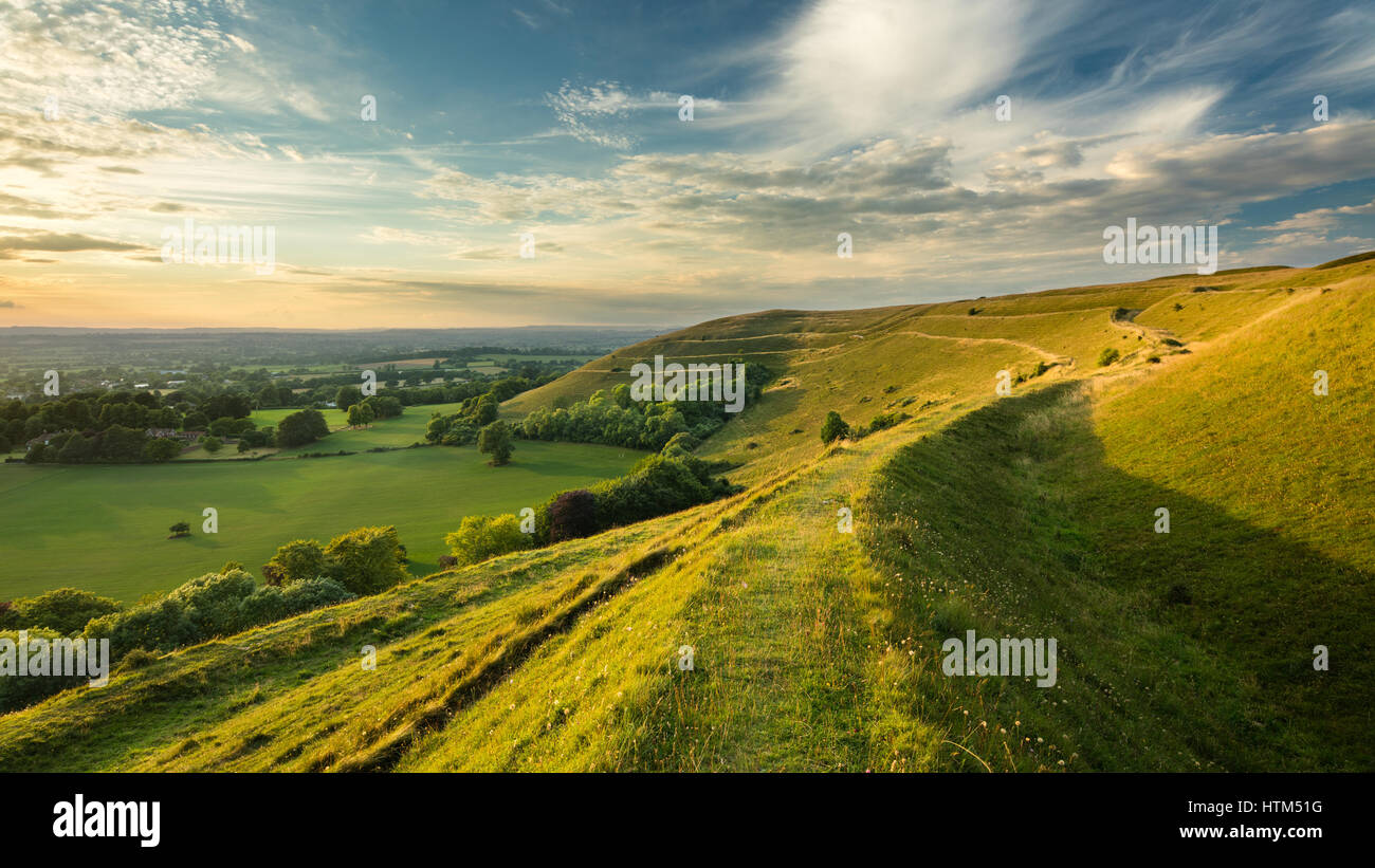 Die Stadtmauer von der Eisenzeit Wallburg Hambledon Hill, nr Blandford Forum, Dorset, England, UK Stockfoto