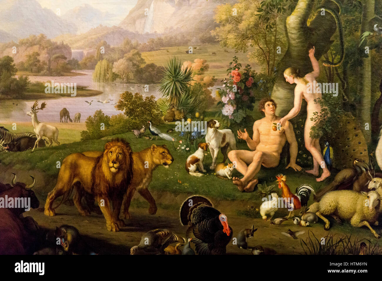 Vatikanische Pinakothek <Peter (1745-1829) Adam und Eva im Garten Eden.Vatican Museum, Vatikan, Rom, Italien. Stockfoto