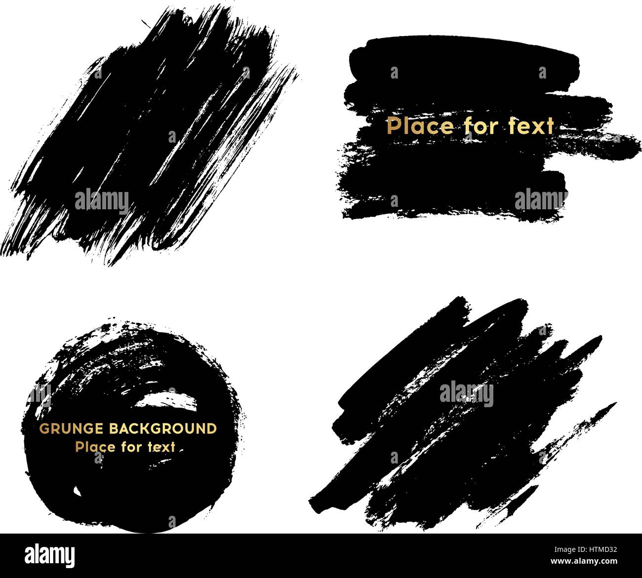 Satz von schwarzer Farbe, Tinte Pinselstriche, Pinsel, Linien. Schmutzige künstlerische Designelemente, Boxen Stock Vektor
