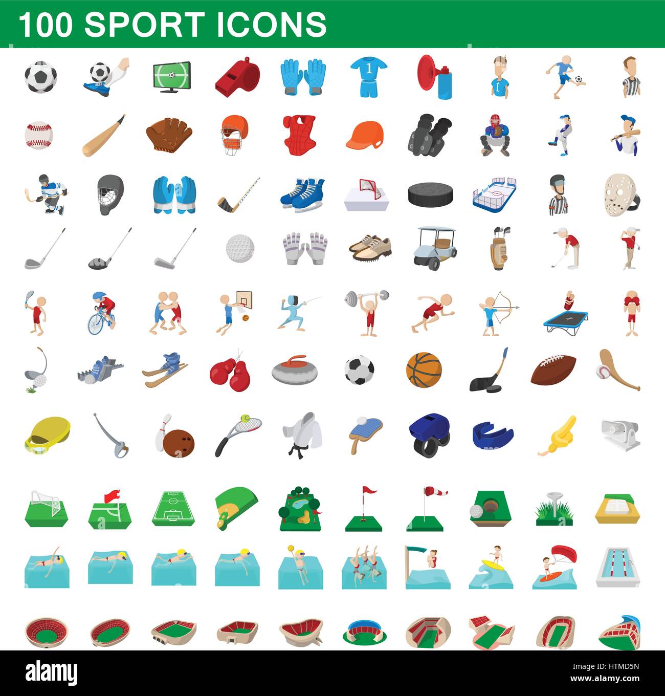 100 Sport-Icons set, cartoon-Stil Stock Vektor