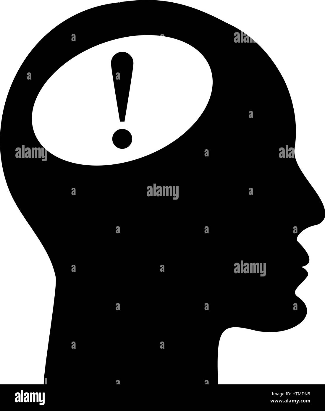 Ein Menschlicher Kopf Mit Ausrufezeichen Symbol Auf Weiss Stock Vektorgrafik Alamy