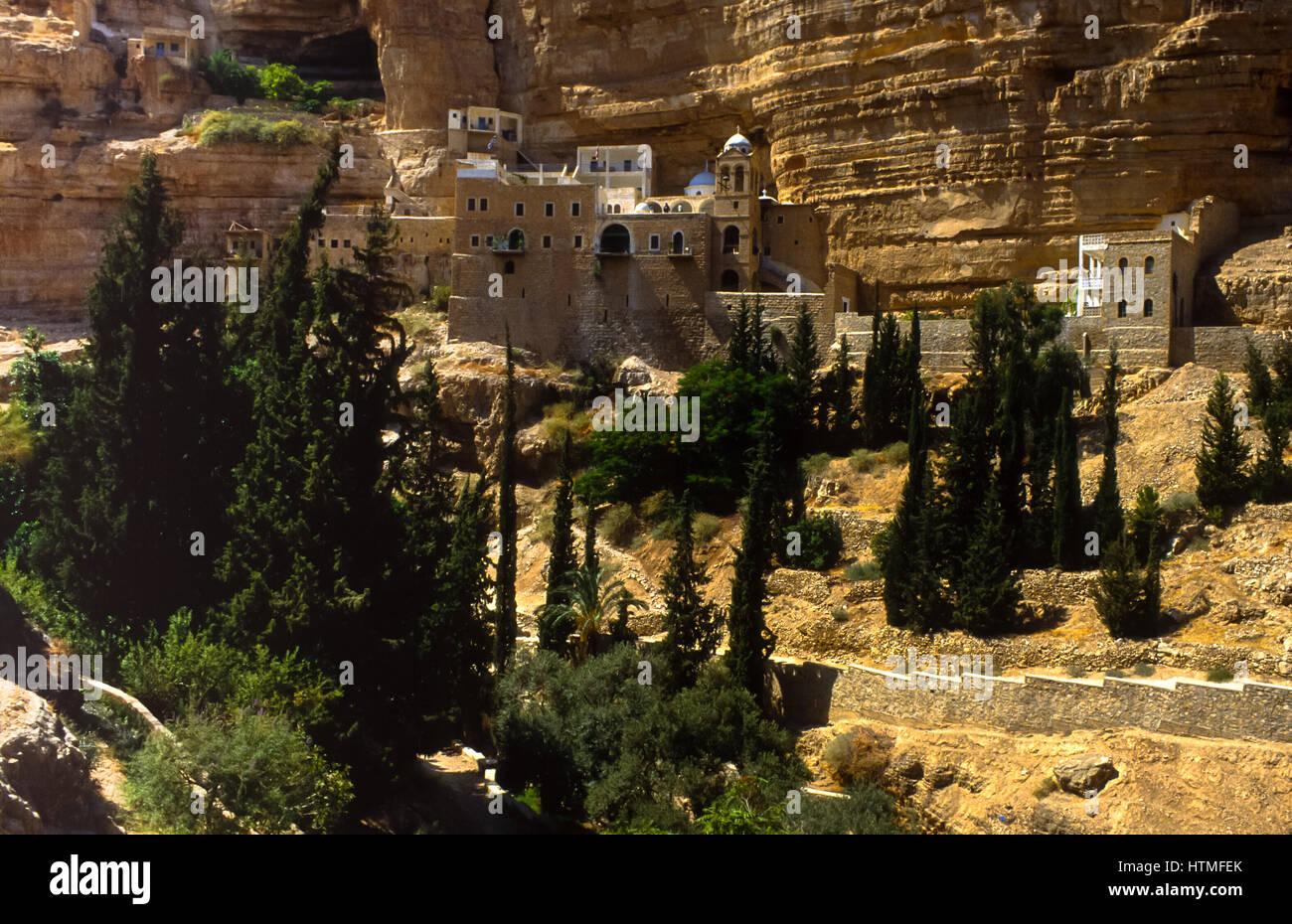 Blick auf St. George Kloster, Jericho, lokalsprachlichen Stockfoto