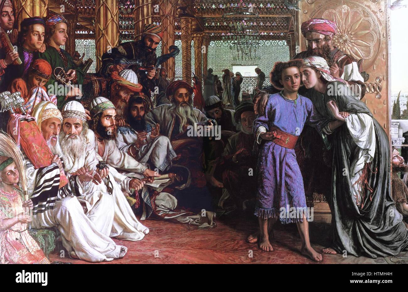 Finden den Erlöser im Tempel, war C 1859 ByWilliam Holman Hunt OM (2. April 1827 – 7. September 1910), ein englischer Maler und einer der Gründer der Präraffaeliten Bewegung Stockfoto