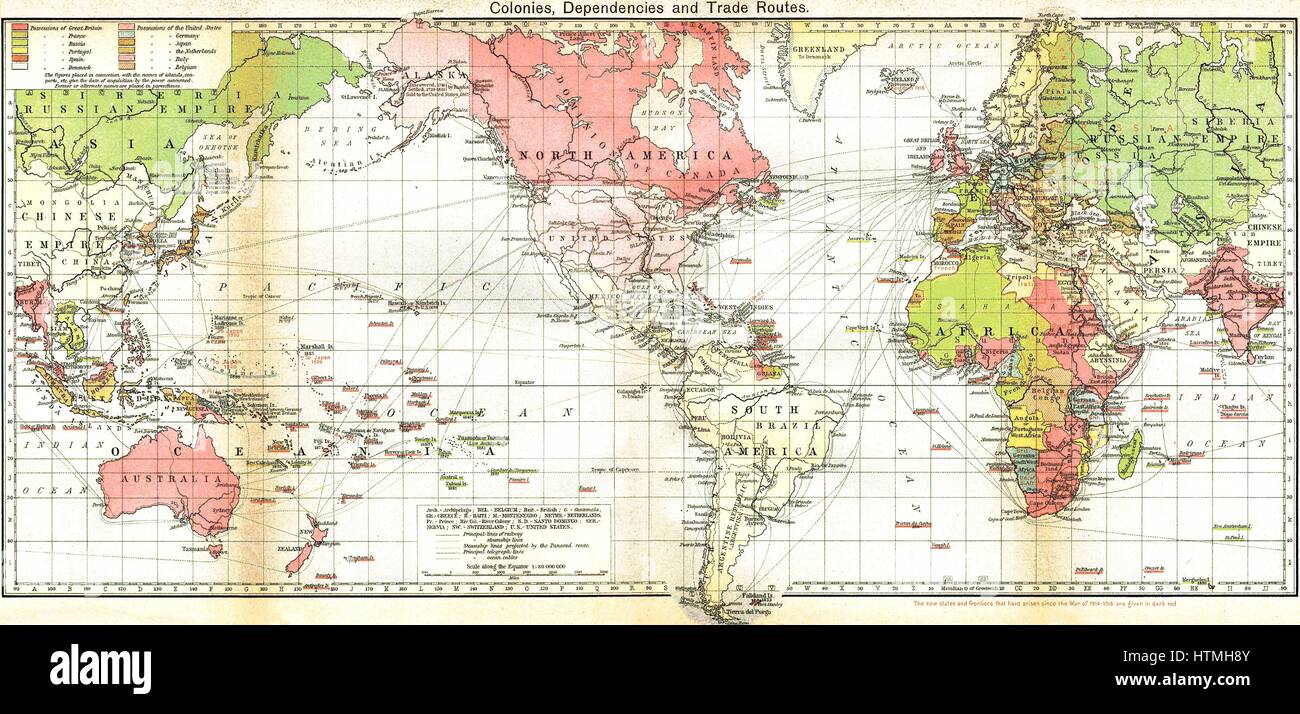 Karte des britischen Empire des 19. Jahrhunderts. Von Großbritannien kontrollierte Gebieten sind rosa hinterlegt. Stockfoto