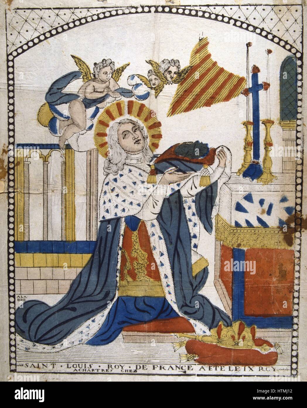 Louis IX (St. Louis) 1215-70, König von Frankreich von 1226. 19. Jahrhundert Französisch farbige Holzschnitt Stockfoto