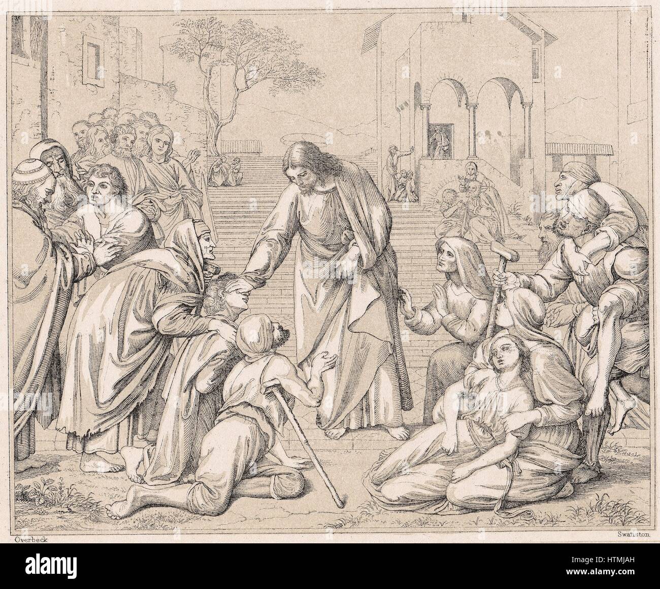 Jesus, Heilung der Scharen. Holzstich c1880. "Bibel" New Testament Stockfoto