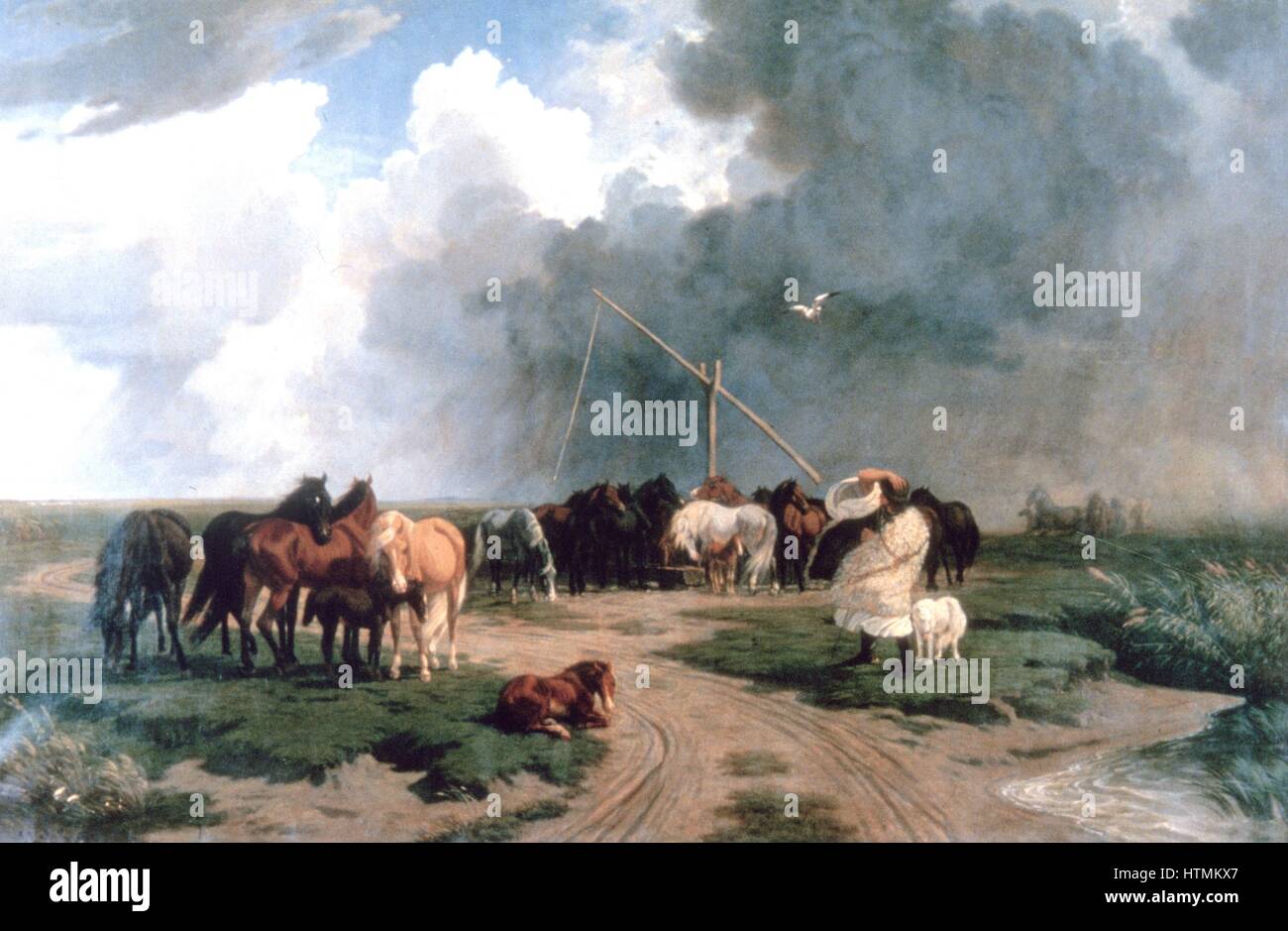 Pferde im Sturm ", 1862. Befindet sich in der Sammlung an, Musée de Beaux-Arts. Stockfoto