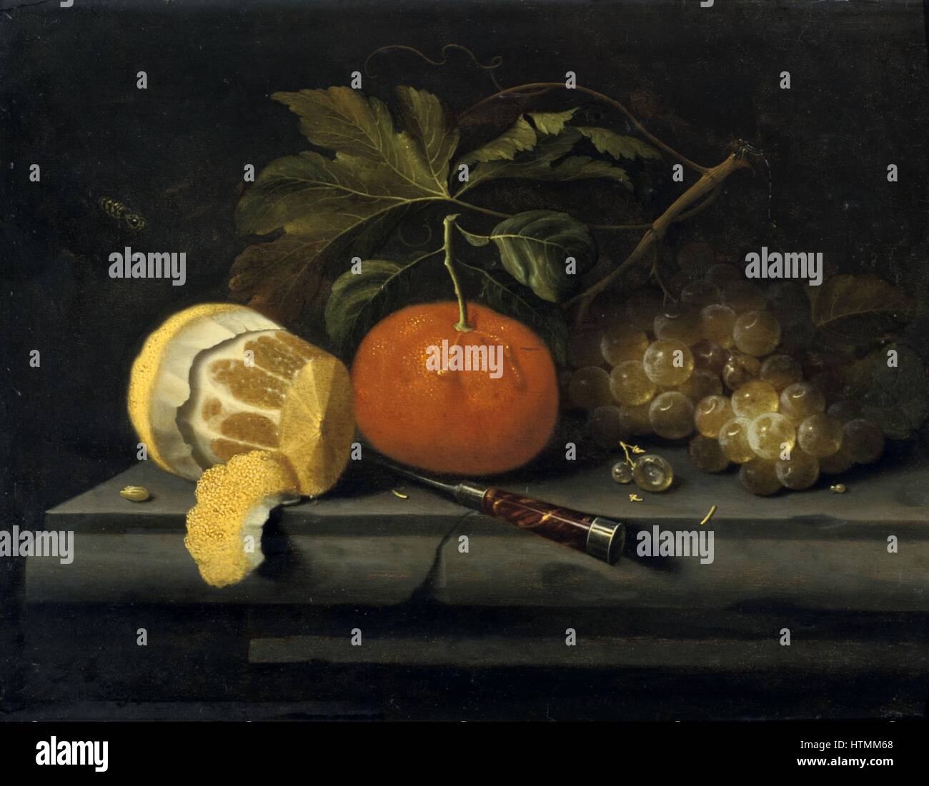 Johannes Borman (niederländischer Maler, aktive 1653-1659) Stillleben Früchte mit Obstmesser Stockfoto