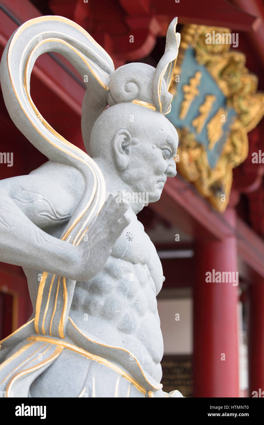 Statue am Buddha Tooth Relic Temple, Chinatown, Singapur Stockfoto