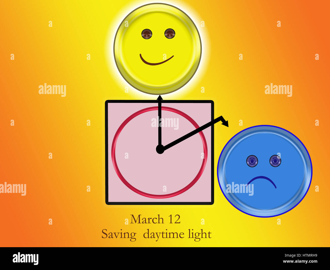 März 12 speichern tagsüber Licht dieser Abbildung hat einen ironischen Blick auf die Zeitumstellung nach Mitternacht am 12. März haben mehr tagsüber li Stockfoto