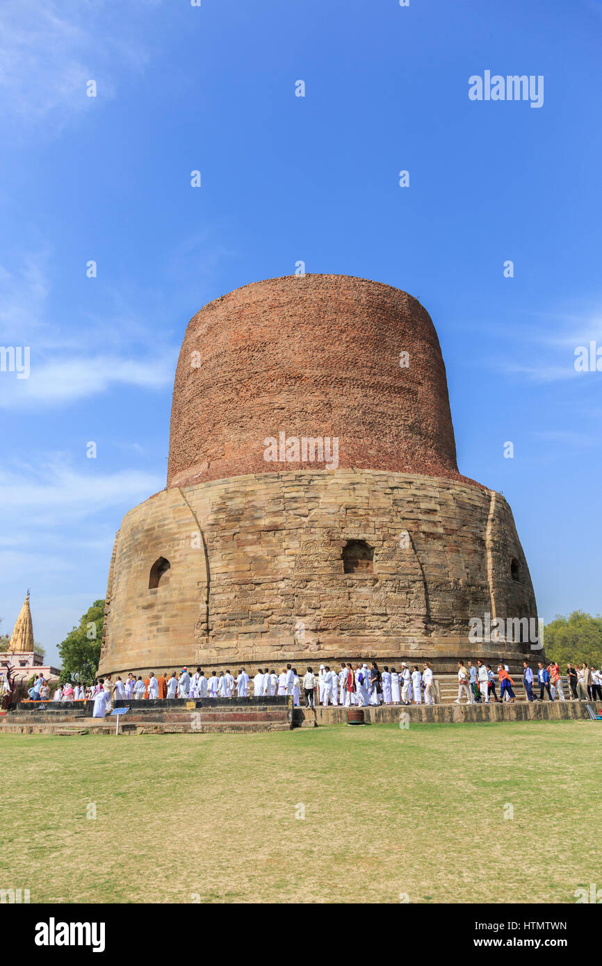 Dhamekh Stupa Tempel Sarnath, Indien Stockfoto