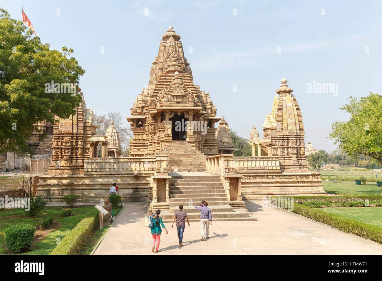 Lakshmana Tempel, Tempelbezirk von Khajuraho, Khajuraho, Madhya Pradesh, Indien Stockfoto