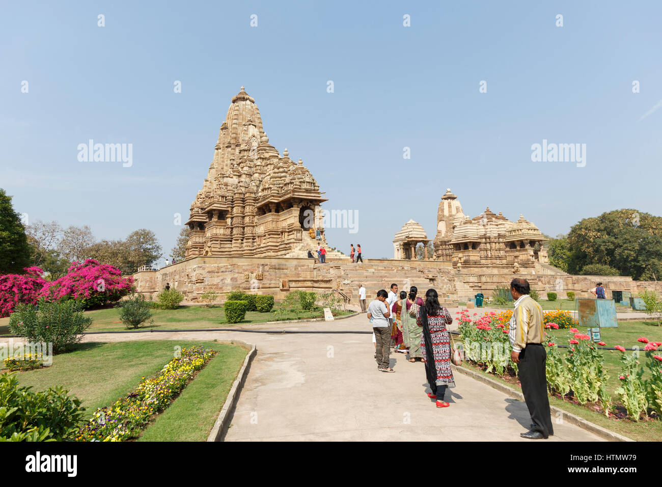 Kandariya Mahadeva Tempel, Tempelbezirk von Khajuraho, Khajuraho, Madhya Pradesh, Indien Stockfoto