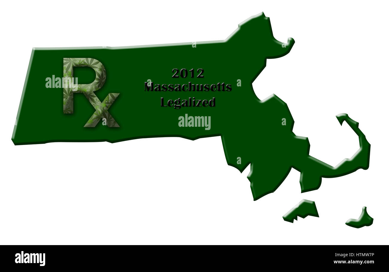 Karte von der US-Bundesstaat Massachusetts zur Veranschaulichung als medizinisches Marihuana legalisiert wurde. Stockfoto