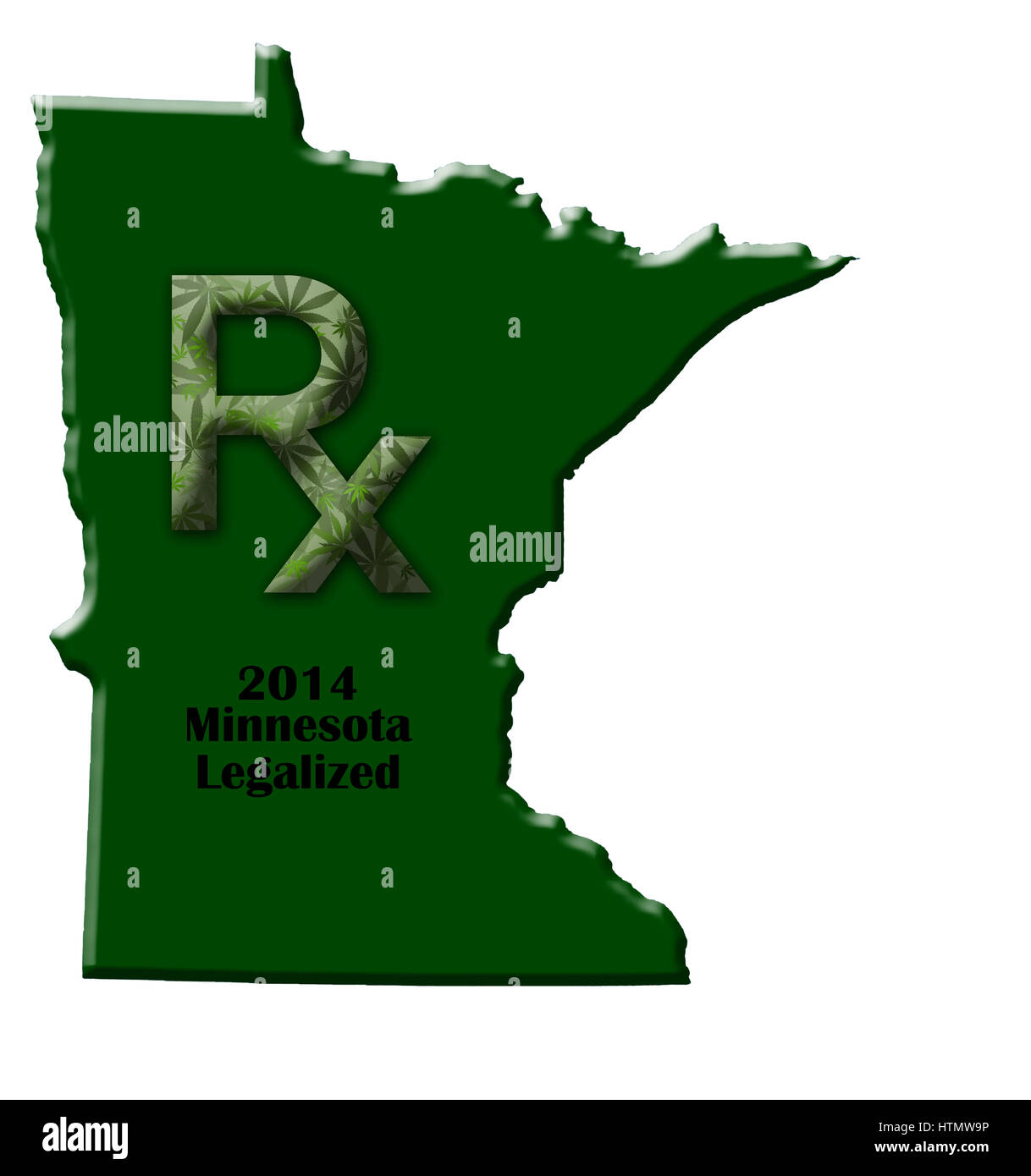 Karte des Bundesstaates Minnesota zur Veranschaulichung als medizinisches Marihuana legalisiert wurde. Stockfoto