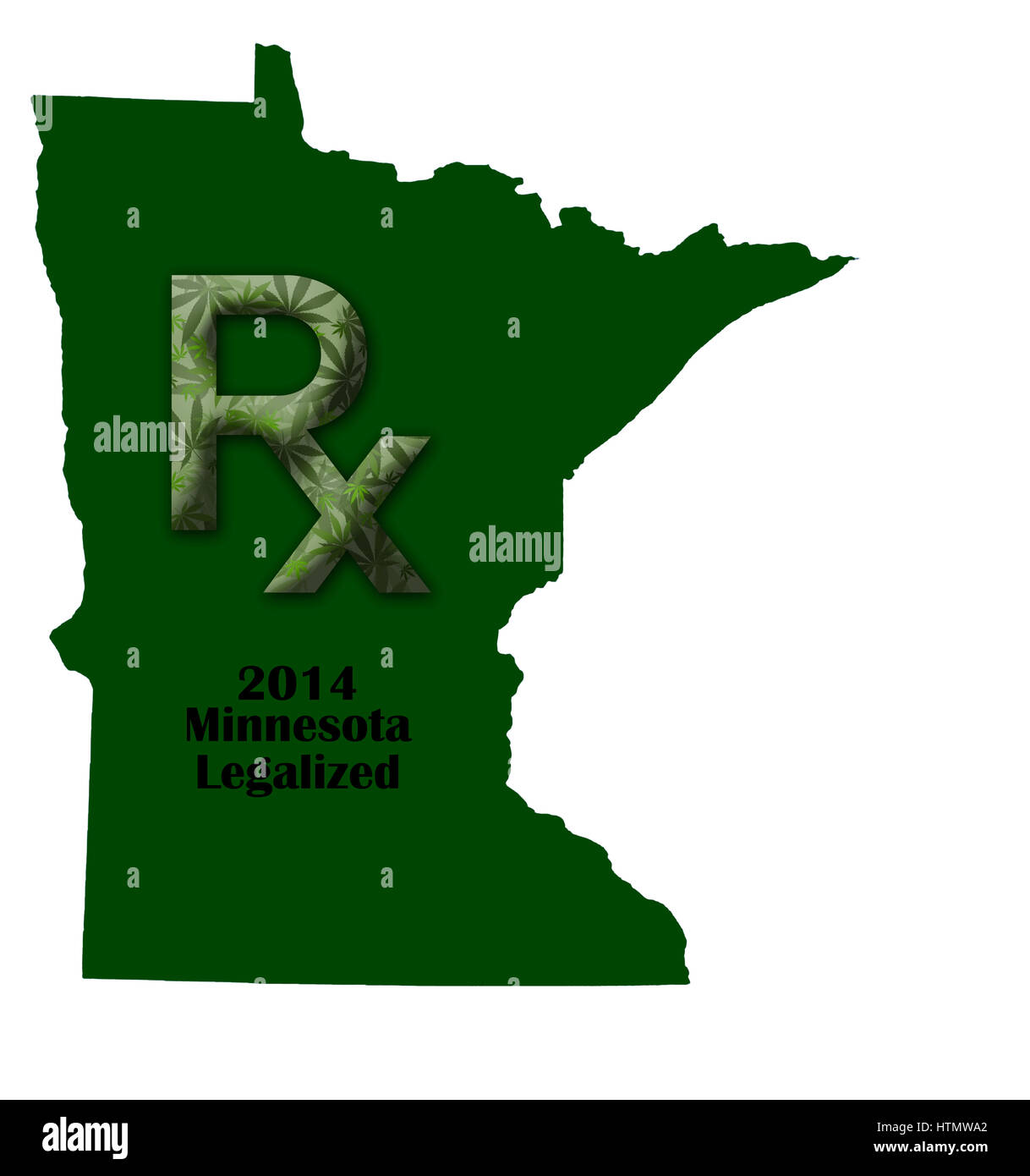 Karte des Bundesstaates Minnesota zur Veranschaulichung als medizinisches Marihuana legalisiert wurde. Stockfoto