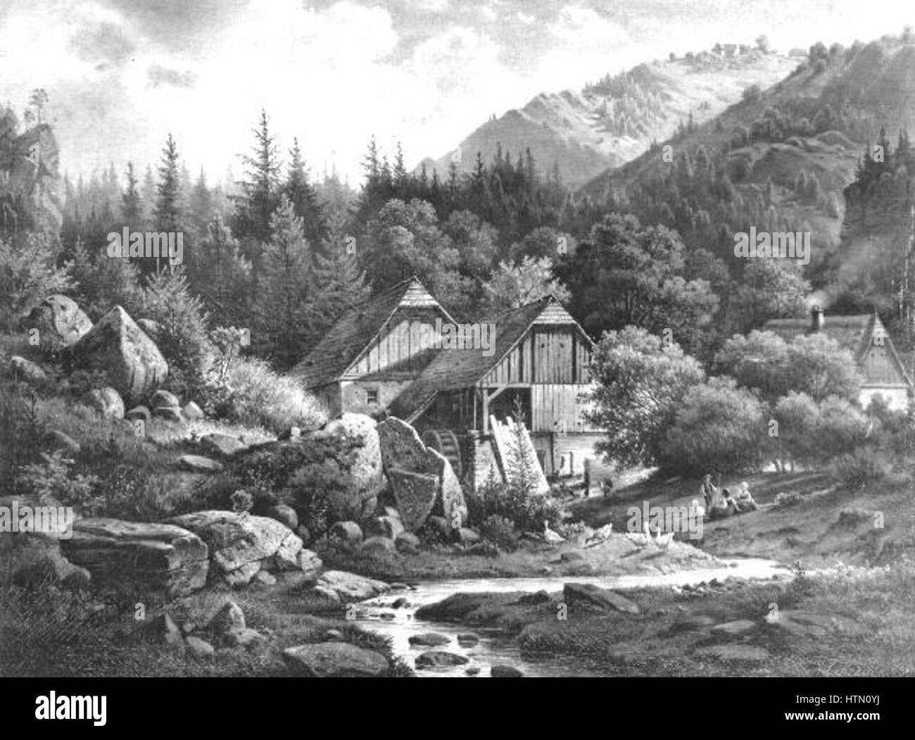 Vaclav Kroupa Kraupa 7.3.1825-2.9.1895 - Horska krajina Stockfoto